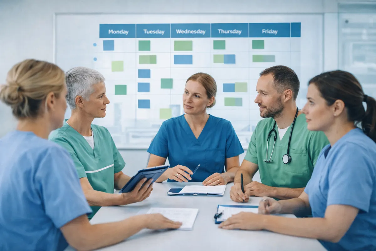 Zorgteam bespreekt de personeelsplanning met het roosterprogramma van Fastis